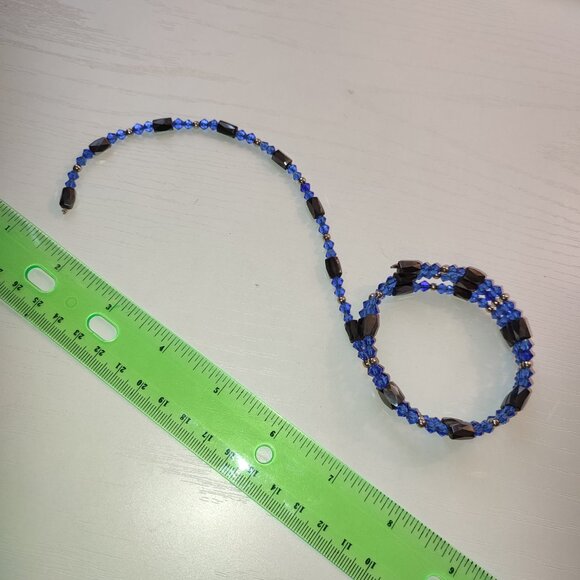 Deep Blue Magnetic Bracelet or Necklace Cobalt Vintage Wear as You Want - Picture 6 of 7